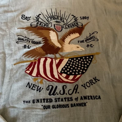 Camisa B&T Polo Ralph Lauren Hogar de los Valientes Bandera Americana Águila Cambray 2XB Foto 1 de 4