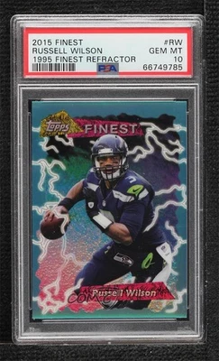 Topps Finest 1995 Rookie Refractor Russell Wilson #95FRRW 2015 PSA 10 GEM MT Foto 1 de 2