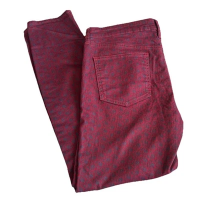 Tory Burch Denim Women 31 Red Agate Bern Patterned Jeans Mid Rise Skinny Floral - Image 1 of 4