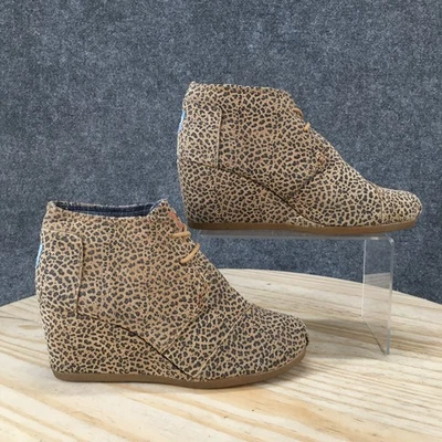 Botas Toms para mujer 7 botines de cuña del desierto multicolor gamuza con cordones informales leopardo Foto 1 de 4