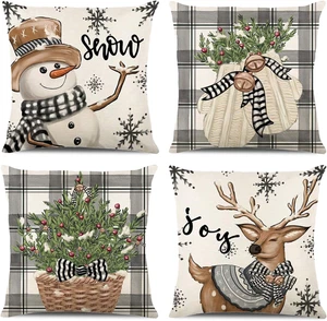 Decoraciones de Navidad - Juego de 4 fundas de almohada de Navidad 18X18, Navidad navideña - Imagen 1 de 7