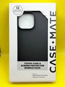 Black Case-Mate Tough Case & Screen Protector Pack for Apple iPhone 16 Pro Max - Picture 1 of 4