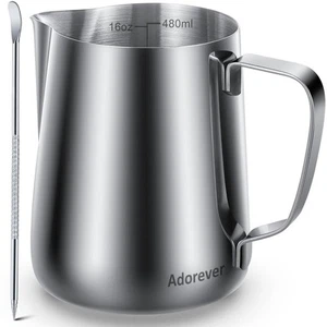 Milk Frothing Pitcher 16oz 480ml Milk Frother Cup Stainless Steel Steaming Pi - Picture 1 of 7