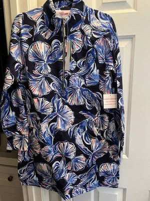 Vestido de patrón Lilly Pulitzer UPF 50+ para mujer grande azul marino brillante en Reel Life nuevo con etiquetas Foto 1 de 4