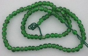 Trade Bead Type Green Primitive Round 3mm 4mm Glass Bead Strand 14 Inch - Picture 1 of 1