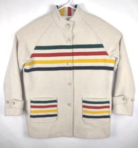 Womens PENDLETON Glacier Park Stipe Wool Coat L - Picture 1 of 6