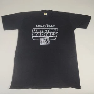 Vintage GOODYEAR Unisteel Radials Rare 80s Shirt Mens USA Size L Black  - Picture 1 of 7
