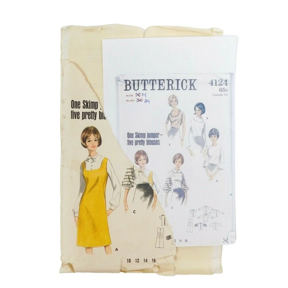 Butterick 4124 Misses Jumper Blouse Sewing Pattern Cut Size14 Bust 34 Vintage - Image 1 of 4