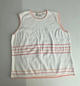 EP Pro Damen weiß gestreift Golf ärmellos Pullover Weste 100 % Baumwolle Größe Large - Bild 1 von 8