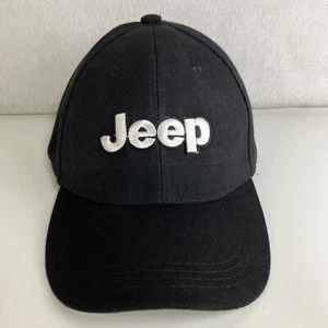 Jeep Logo Embroidered Adjustable Baseball Cap Hat Wool Acrylic Black - Picture 1 of 7