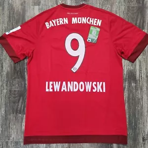 2016 Adidas Bayern Monaco Maglia Casa Robert Lewandowski Uomo L Maglia Bundesliga - Foto 1 di 8