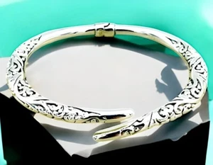 925 filigran Sterling Silber Drehmoment Armreif -6,75" leichtes Armband 1227 - Bild 1 von 4
