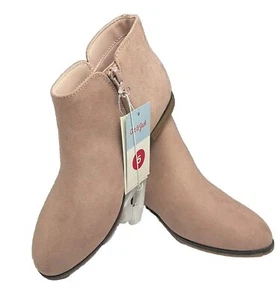 Cat and Jack Girls Blush Opal Booties Zipper Size 5 Faux Suede NEW - Picture 1 of 6