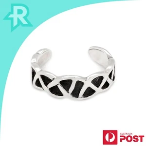 Oxidised Celtic Knot Sterling Silver 925 Toe Ring - Foto 1 di 7