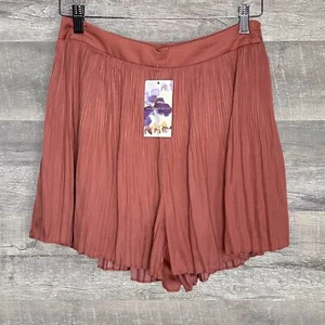 EE:SOME Mini Pleated High Waisted Short NEW Womens S Coral Pink Romantic Flowy - Picture 1 of 5