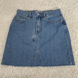 Denim Co Skirt Womens Blue Jean 5-Pocket Raw Hem Size 6 100% Cotton