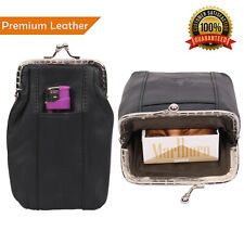 Leather Cigarette Case Pack Holder Regular or 100's Lighter Pocket