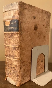 1850 book Greek-English Lexicon by LIDDELL, calf leather binding, marbled endpap - Picture 1 of 13