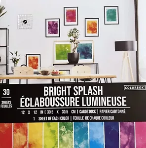 ~BRIGHT SPLASH~12X12 CARDSTOCK SCRAPBOOK DESIGNER PAPER PAD 30 LOT~COLORBOK~NEW~ - Picture 1 of 12