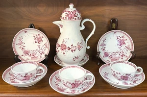18th Century Meissen Teapot, Cups, Purple Indian Pattern, Marcolini Mark - Picture 1 of 24