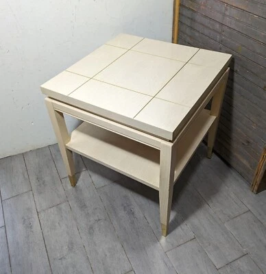 Vintage 1950s Lane Mid Century Modern Blonde Formica Brass 2-Tier End Table 1686 - Image 1 of 4