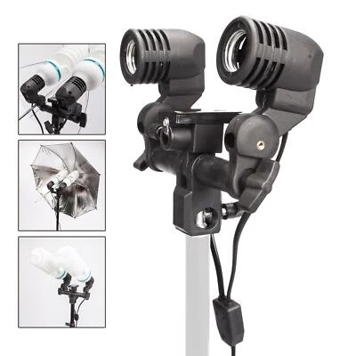 Dual Light Bulb Holder E27 Lamp Flash Photo Studio Umbrella Mount Socket Bracket - Image 1 of 4