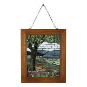 Dale Tiffany Handmade Mosaic Art Glass Wall Panel in Green/Blue - Picture 1 of 3