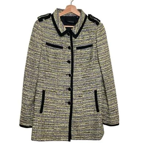 Giacca Carlisle in tweed nero e giallo lunghezza media taglia 8 - Foto 1 di 12