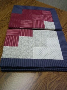 2 Country Patchwork Multi-color Stripe Cotton/Poly Quilted Standard Pillow Shams - Picture 1 of 12