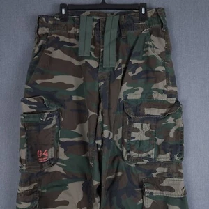Surplus Tex Cargo Pants Mens XL (Fits 34x32) Woodland Camo Y2K Airborne Vintage - Picture 1 of 14