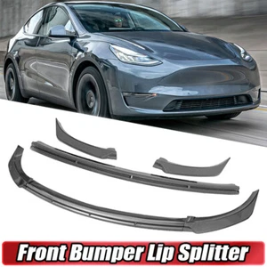 For Tesla Model Y 2020-2023 Carbon Fiber ABS Front Bumper Lip Spoiler Splitter - Bild 1 von 12