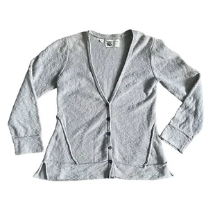 Habitat Button Up Cardigan Womens Medium Cotton Gray Casual Sweater Top - Picture 1 of 4
