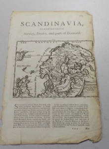 1701 Antique Map of SCANDINAVIA, COMPREHENDING NORWAY, SWEDEN, & PART OF DENMARK - Picture 1 of 1