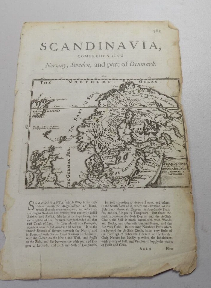 1701 Antique Map of SCANDINAVIA, COMPREHENDING NORWAY, SWEDEN, & PART OF DENMARK - Image 1 of 1