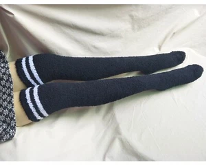 Calcetines hasta el muslo cómodos calcetines difusos calcetines informales para mujeres niñas - Imagen 1 de 8