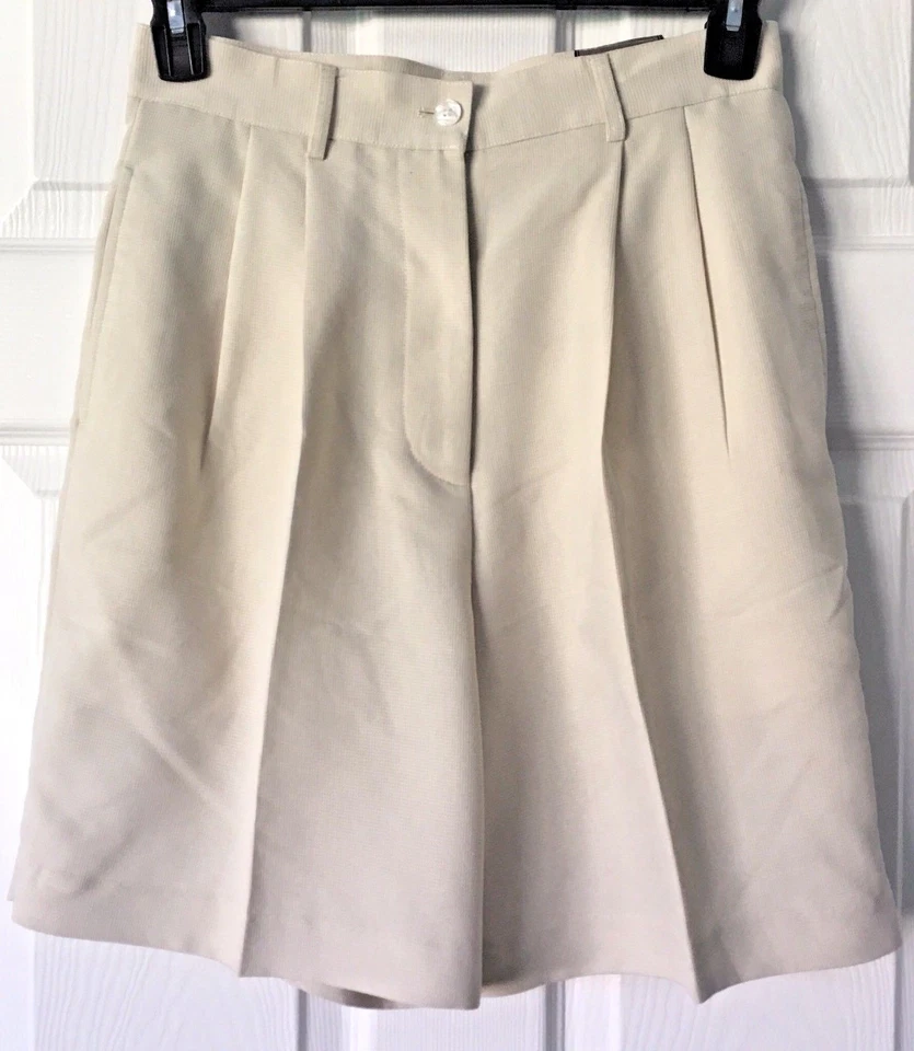 Bermudas de golf Ashworth para mujer plisadas delanteras rayón poliéster marfil talla 8 nuevas con etiquetas Foto 1 de 4