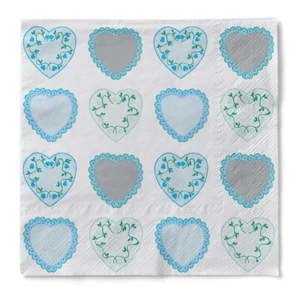 Tissue Serviette Sweet love in Blau 33 x 33 cm, 20 Stück - Herzen Hearts - Bild 1 von 6