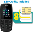 £10 EE Top-Up Sim + Brand New Nokia 105 Dual Sim Black Unlocked 4th Edition