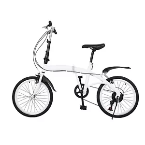 White Folding Bike Foldable City Bike for Adult 20" Commute Bicycle 7Speed Gears - Picture 1 of 21