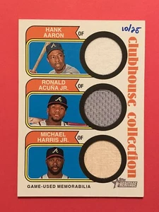 HANK AARON/RONALD ACUNA/MICHAEL HARRIS(10/25)(TRIPLE JERSEY RELIC) 2023 Heritage - Picture 1 of 10