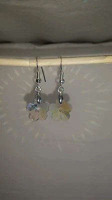  Gorgeous AB Clear Crystal flowers w stering silver wire - Image 1 of 3