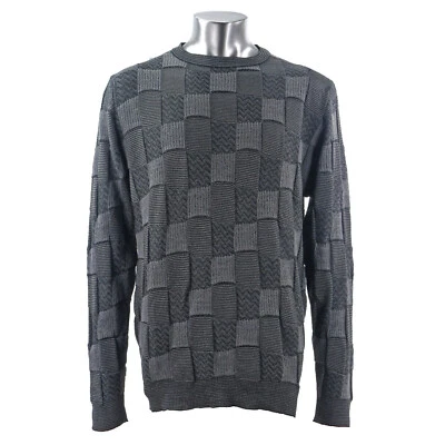 Gray Black IKE BEHAR Crewneck 3-dimensionalSquares Pattern Sweater ITALY XL - Image 1 of 3