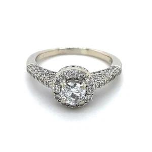 1 ct Diamond Engagement Ring REAL Solid 14k White Gold 4.5 g Size 6.75 - Picture 1 of 8
