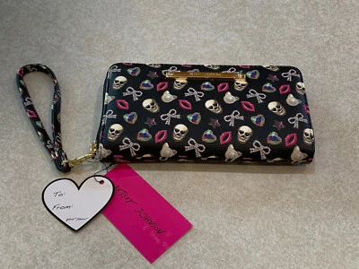 Muñequera calavera Betsey Johnson de cuero sintético negra nueva con etiquetas Foto 1 de 4