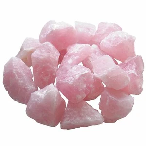NATÜRLICH - (1) Rosenquarz natürliche grobe Kristallprobe mit Beschreibungskarte - Bild 1 von 2