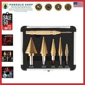 Durable HSS Titanium Step Drill Bits with Automatic Punch - Perfect for Home Use - Picture 1 of 10