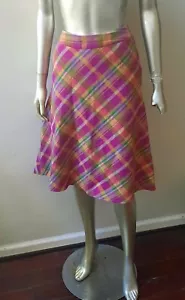 VTG LIZ CLAIBORNE Y2K 90S PREPPY ACADEMIA WOOL BLEND PLAID PINK A LINE SKIRT 4 - Picture 1 of 4