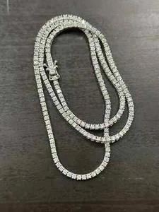 14K White Gold Plated Women's Tennis Necklace 18" 3MM Round Lab Created Diamond - Picture 1 of 3