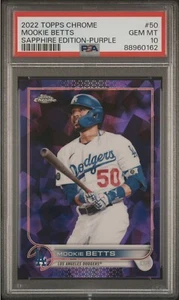 2022 Topps Cromati Zaffiro Edizione Letti Mookie #50 VIOLA Rifrattore/10 PSA 10 - Foto 1 di 2