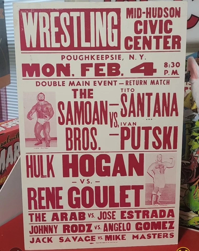 Póster original del evento WWF 1980 Poughkeepsie NY Hulk Hogan Foto 1 de 1